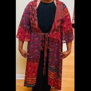Multi colored tie kimono